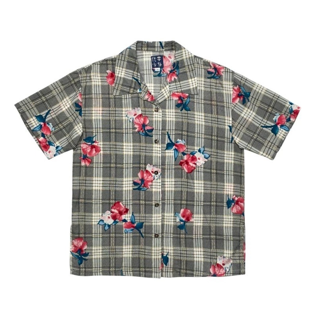 Floral Plaid Button Down Shirt - Cottagecore Hawaiian‎ Style Top